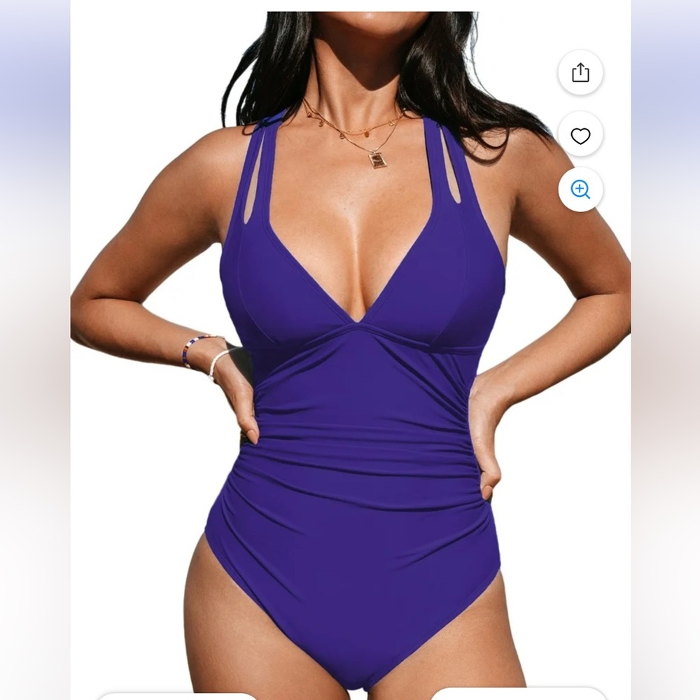 Cupshe Purple Crisscross Back One Piece Swimsuit